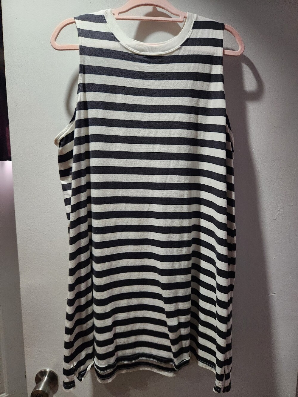 Old Navy Black and White Striped Sleeveless Dress